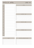 Digital planlegger April 2026 - A5 format - PDF (Sand)